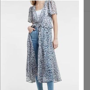 New Express Blue Sheer Kimono Duster Coverup Size Large